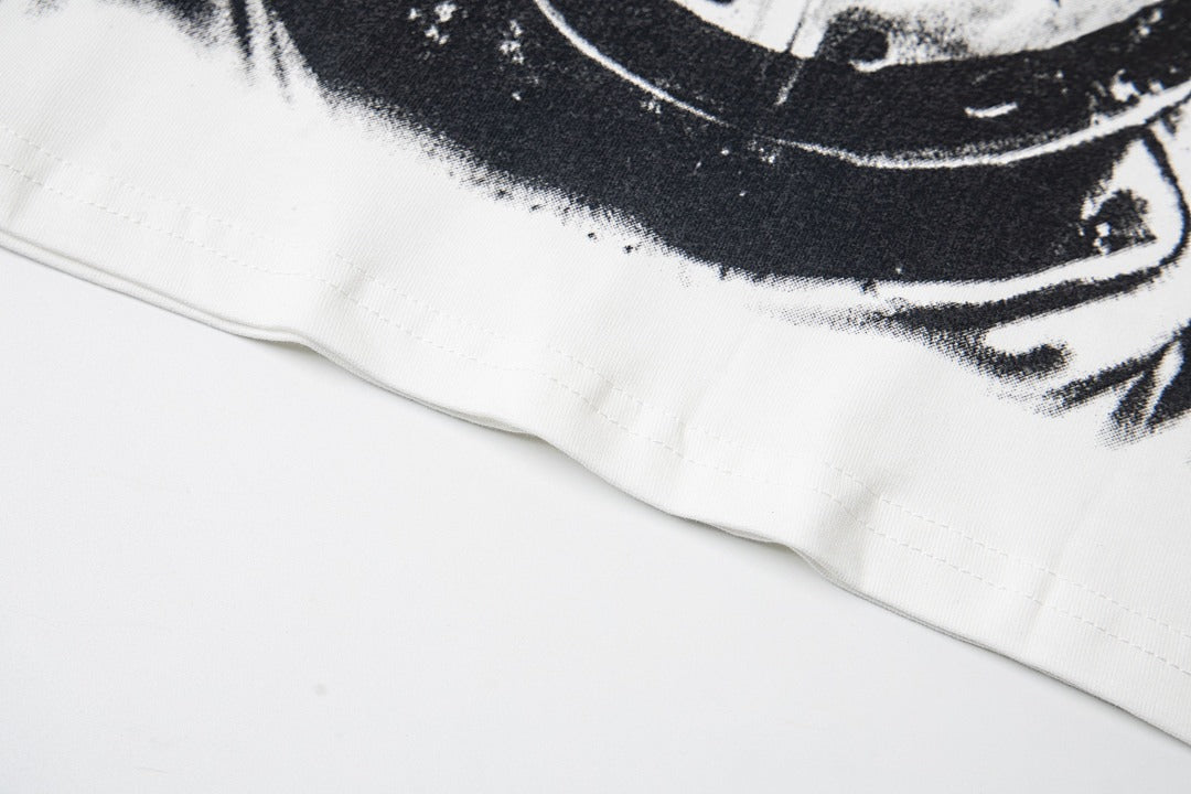 Hellstar High-Definition Graphic Spliced Short Sleeve T-Shirt – White
