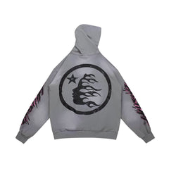 HELLSTAR Flame Paint Splatter Gradient Vintage Wash Hoodie