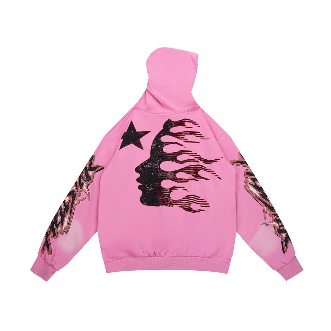 HELLSTAR Flame Logo Gradient Vintage Wash Hoodie