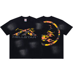 Hellstar Vintage Wash Camo Arrow Graphic Oversized T-Shirt - Black
