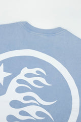 Hellstar Sports Airplane Rhinestone Vintage Wash T-Shirt - Washed Blue