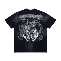 Hellstar Vintage Wash Skull Graphic Oversized T-Shirt - Dark Acid Black