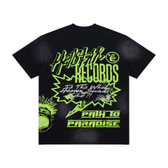 Hellstar Studios Glitter Graphic Oversized T-Shirt - Washed Black