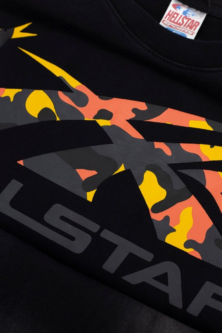 Hellstar Vintage Wash Camo Arrow Graphic Oversized T-Shirt - Black
