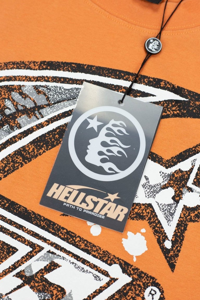 Hellstar Star Logo Graphic Oversized T-Shirt - Vibrant Orange