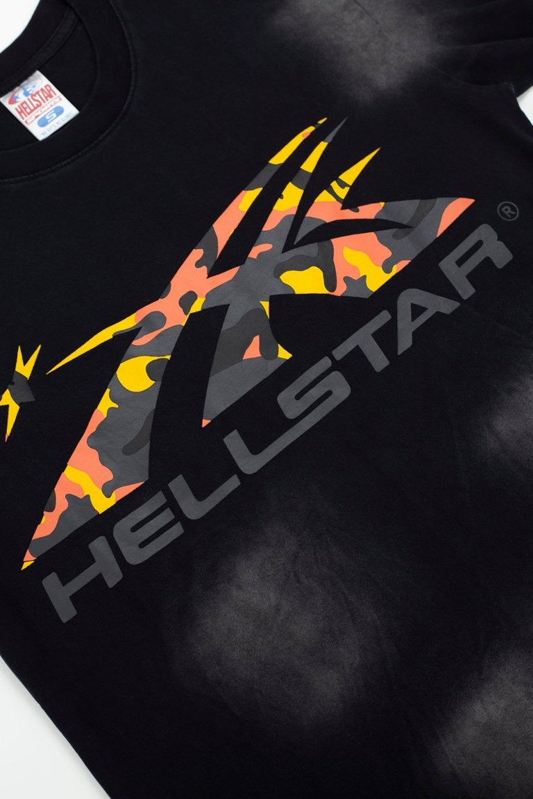 Hellstar Vintage Wash Camo Arrow Graphic Oversized T-Shirt - Black