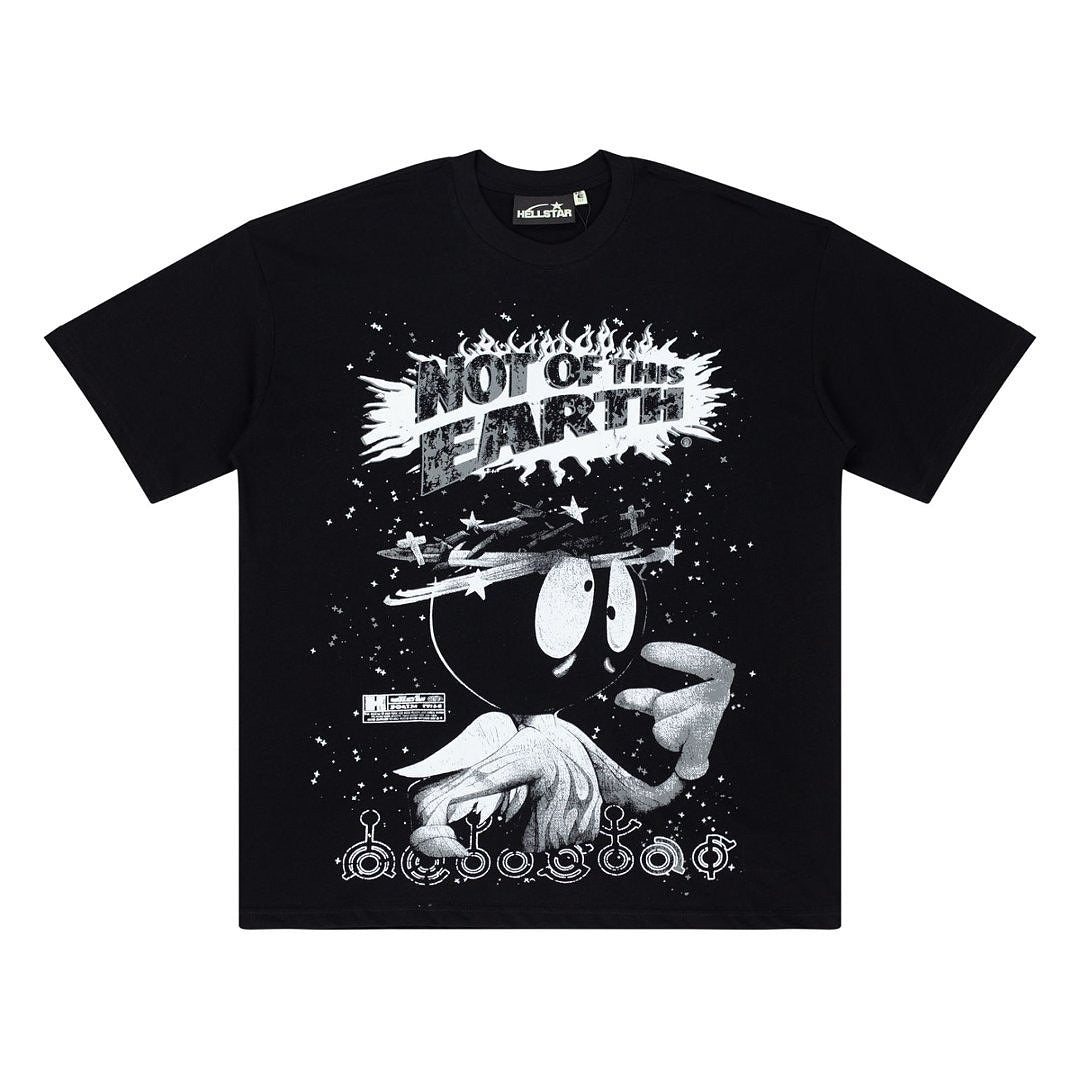 Hellstar Records Graphic Cotton T-Shirt - Black