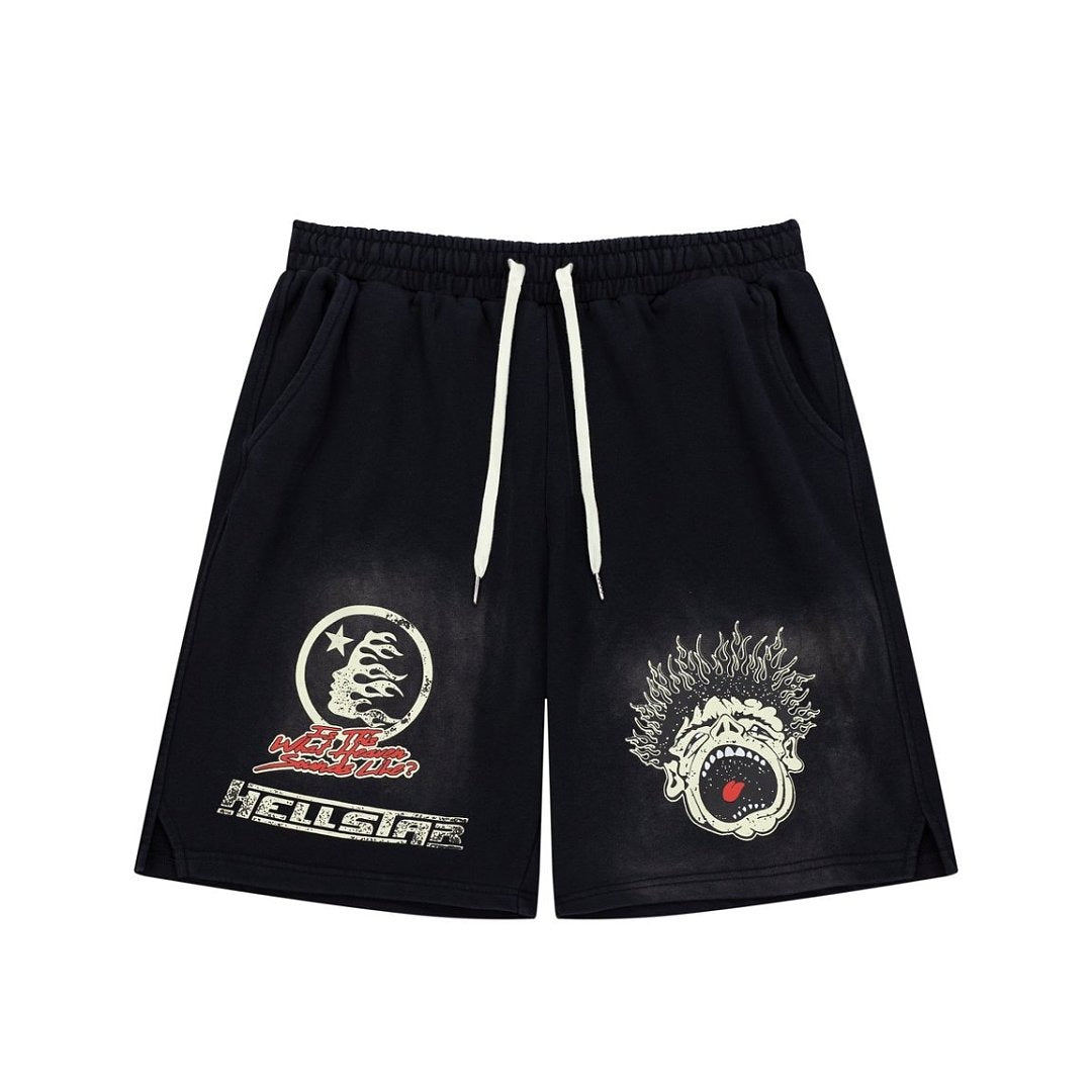 Hellstar Vintage Wash Spray Graphic Sweat Shorts