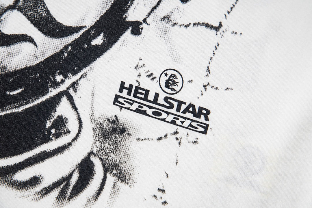 Hellstar High-Definition Graphic Spliced Short Sleeve T-Shirt – White