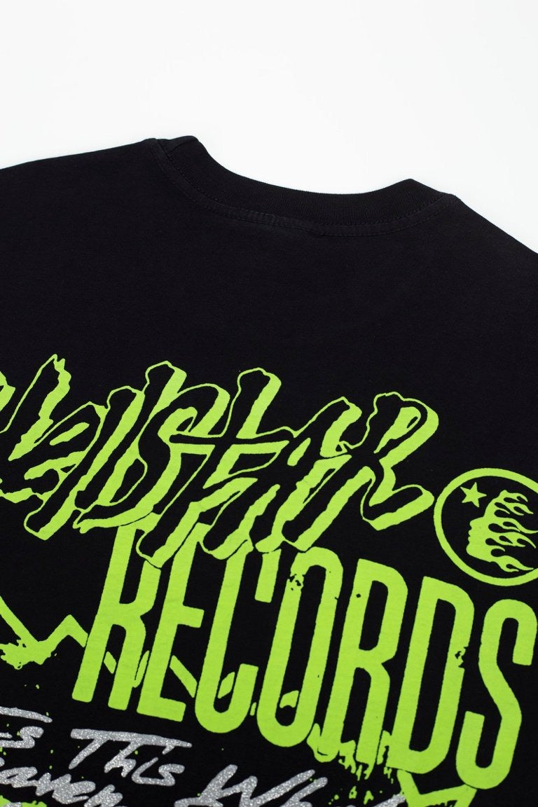 Hellstar Studios Glitter Graphic Oversized T-Shirt - Washed Black
