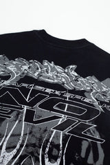 Hellstar Vintage Wash Skull Graphic Oversized T-Shirt - Dark Acid Black