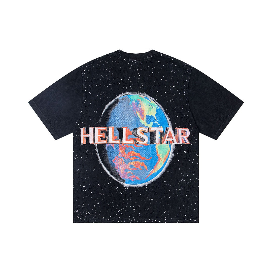 Hellstar Earth Graphic Washed Black T-Shirt