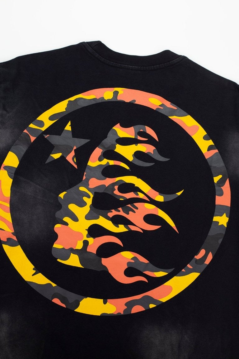 Hellstar Vintage Wash Camo Arrow Graphic Oversized T-Shirt - Black