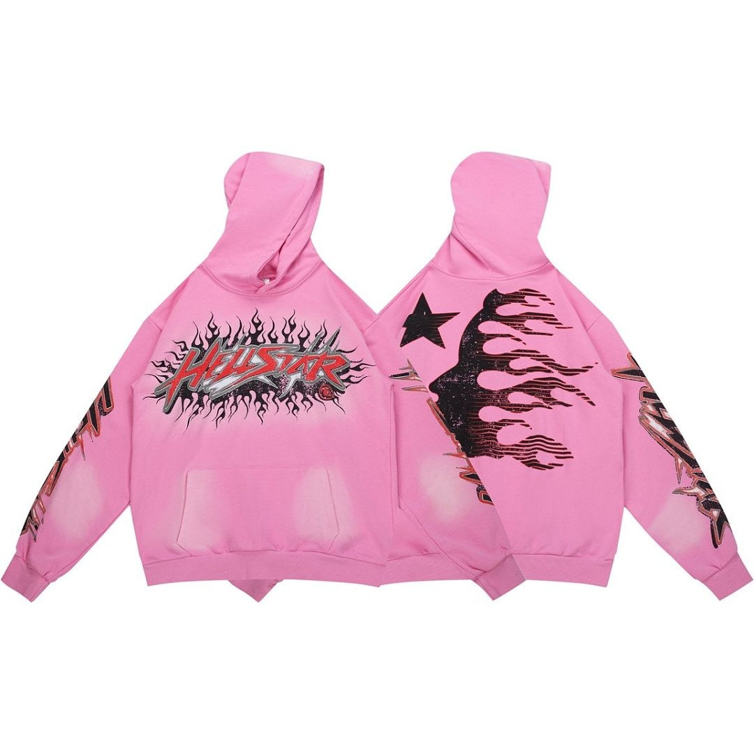 HELLSTAR Flame Logo Gradient Vintage Wash Hoodie