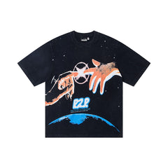 Hellstar Earth Graphic Washed Black T-Shirt