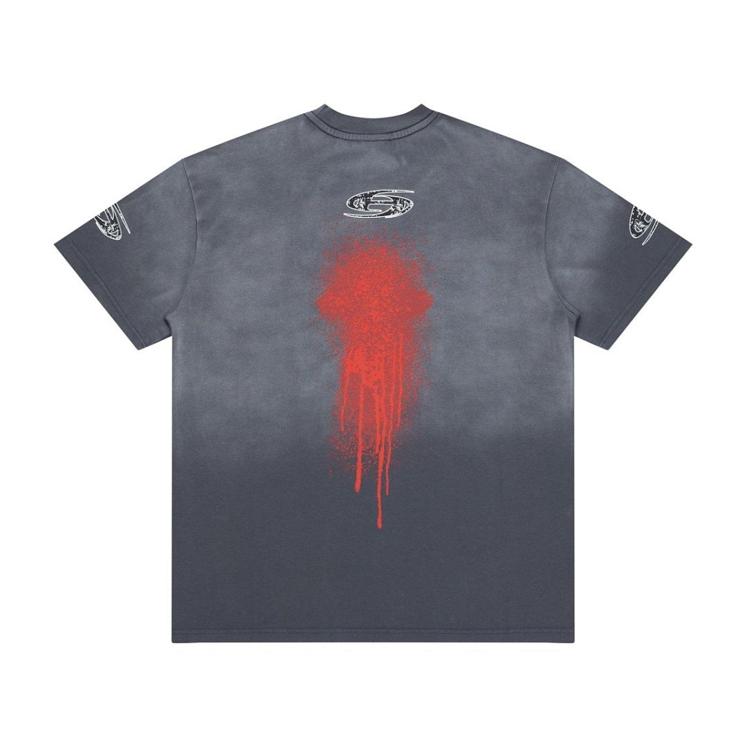Hellstar Red Drip Gradient Vintage Wash Oversized T-Shirt