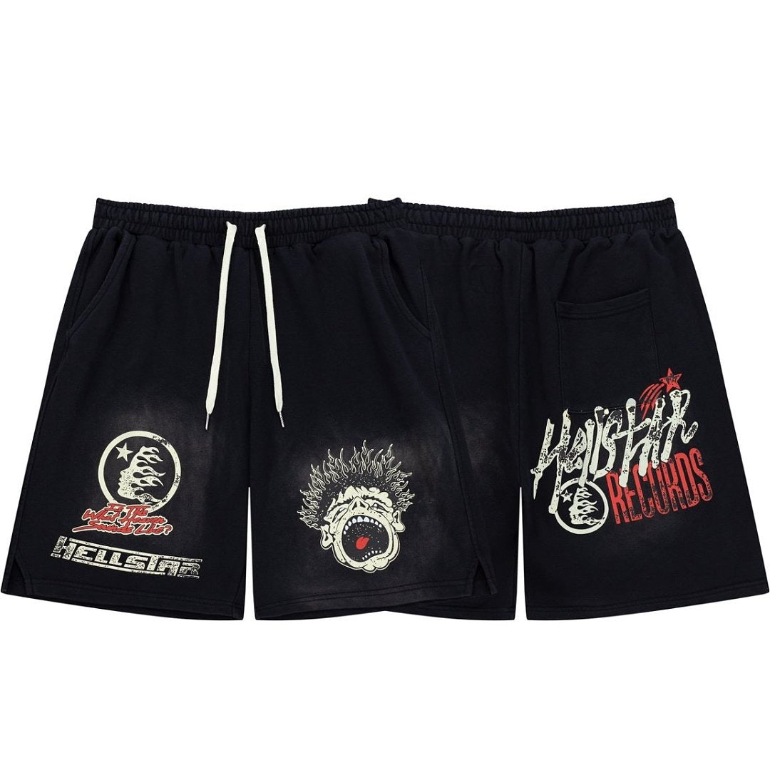 Hellstar Vintage Wash Spray Graphic Sweat Shorts