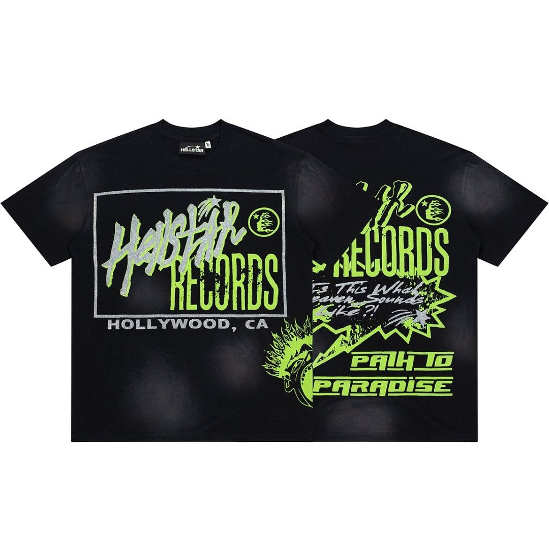 Hellstar Studios Glitter Graphic Oversized T-Shirt - Washed Black
