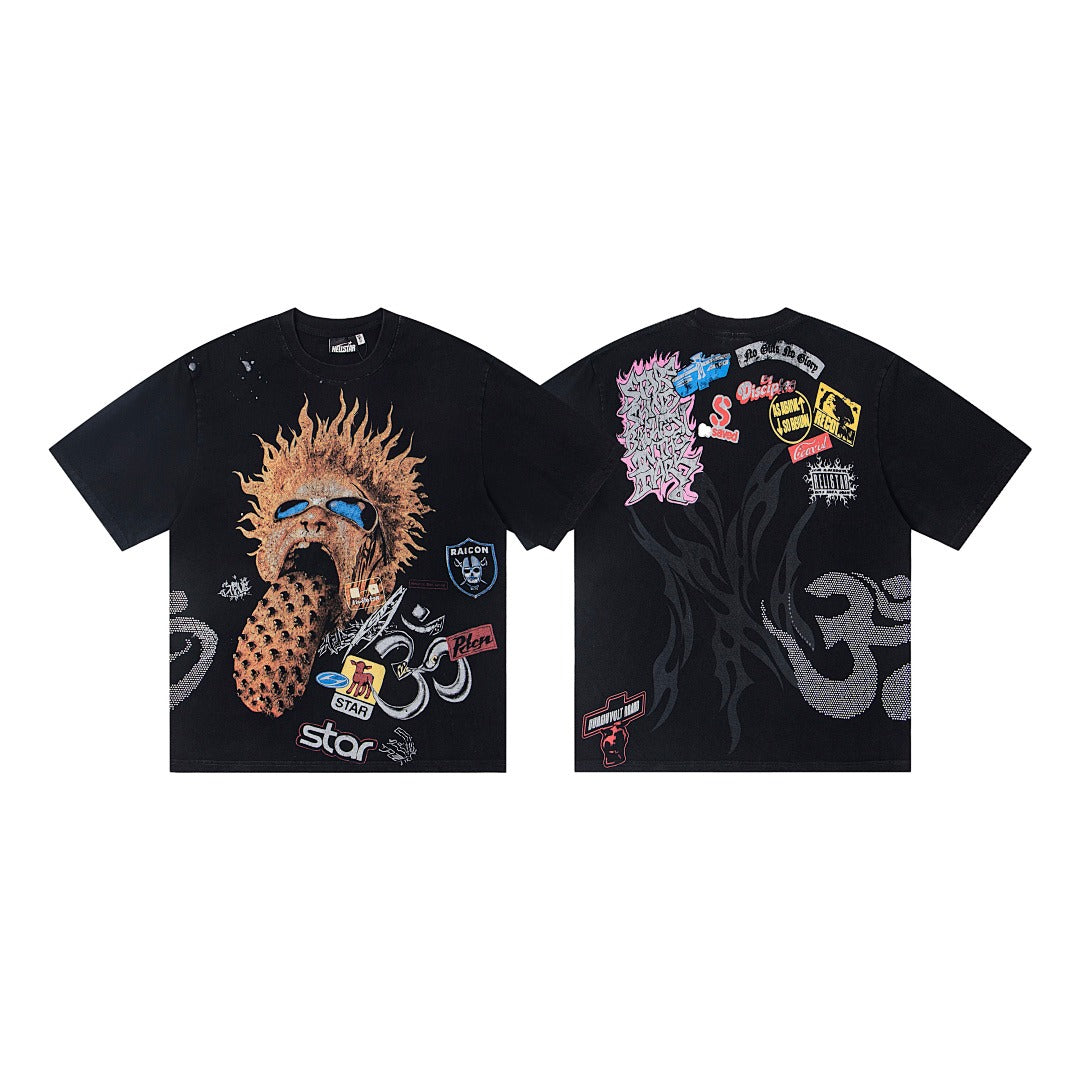 Hellstar Spiky Graphic Oversized T-Shirt in Black