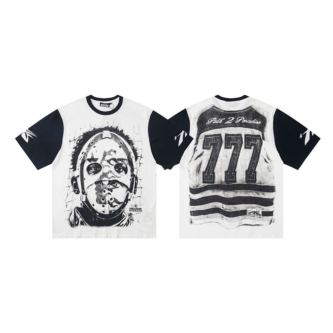 Hellstar High-Definition Graphic Spliced Short Sleeve T-Shirt – White