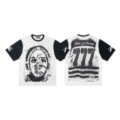 Hellstar High-Definition Graphic Spliced Short Sleeve T-Shirt – White