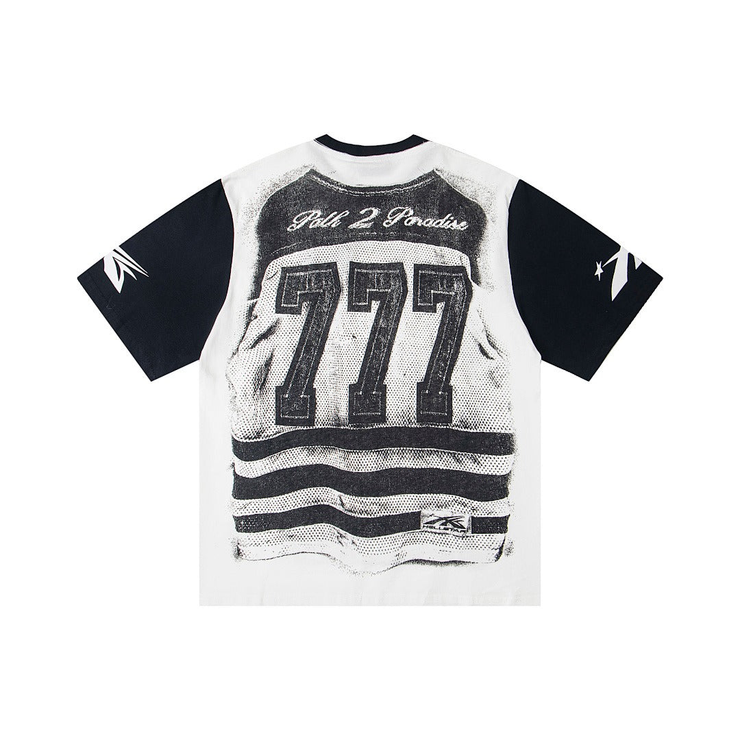 Hellstar High-Definition Graphic Spliced Short Sleeve T-Shirt – White