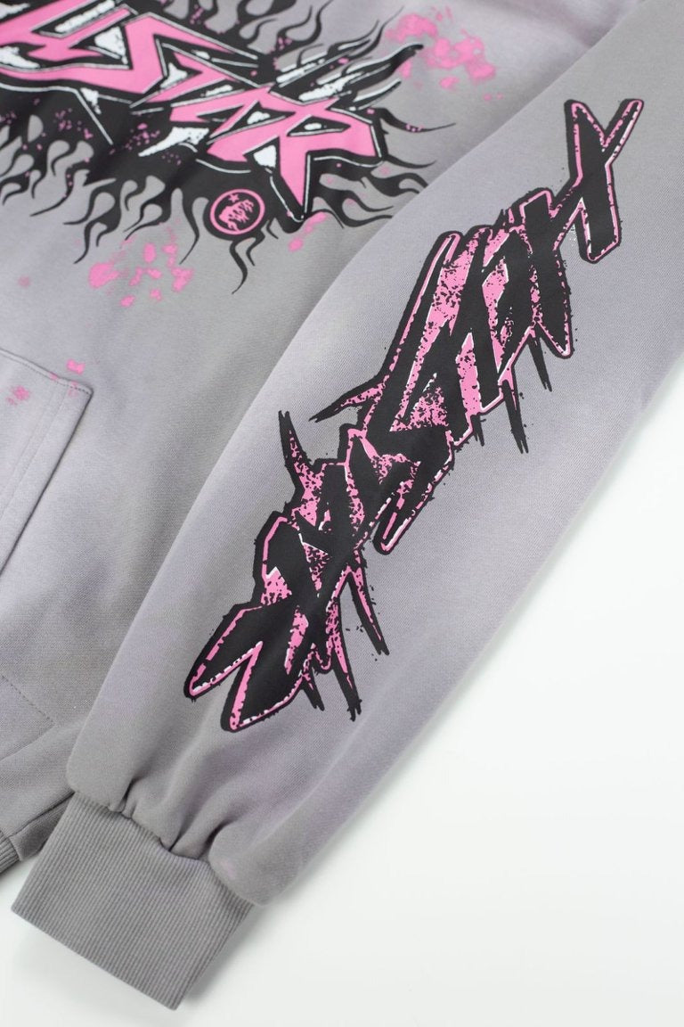 HELLSTAR Flame Paint Splatter Gradient Vintage Wash Hoodie