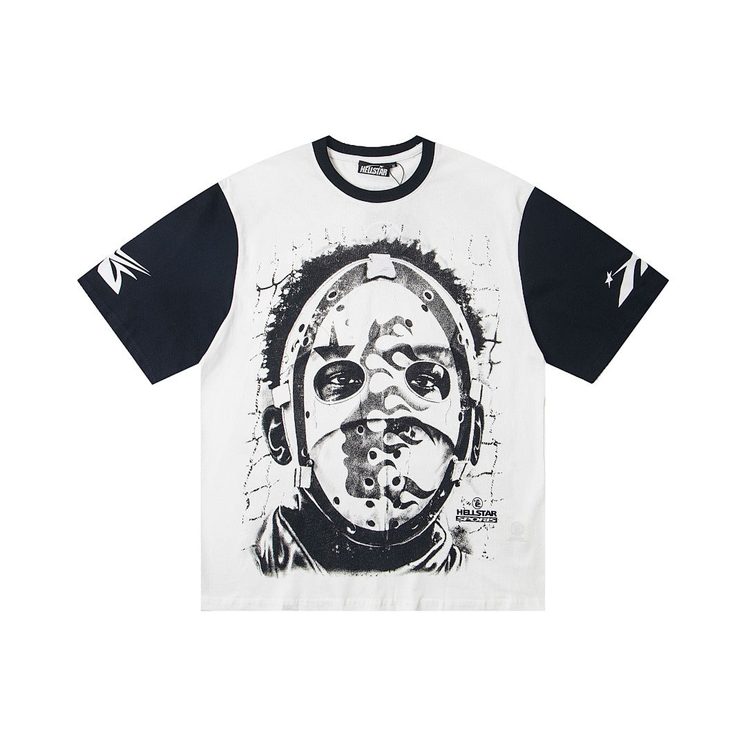 Hellstar High-Definition Graphic Spliced Short Sleeve T-Shirt – White