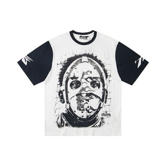 Hellstar High-Definition Graphic Spliced Short Sleeve T-Shirt – White