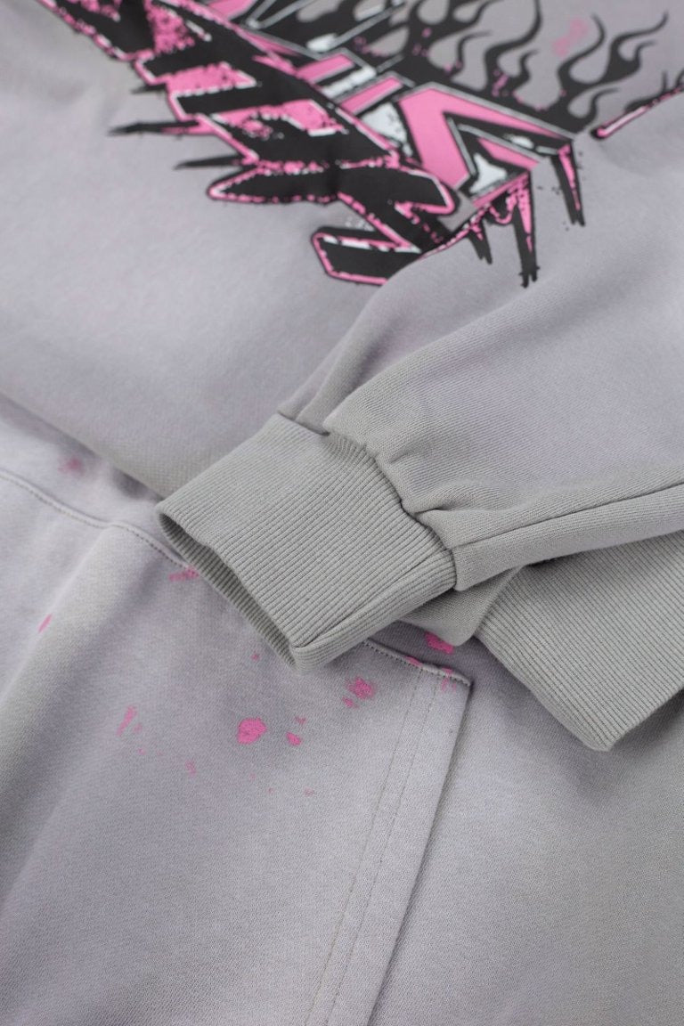 HELLSTAR Flame Paint Splatter Gradient Vintage Wash Hoodie
