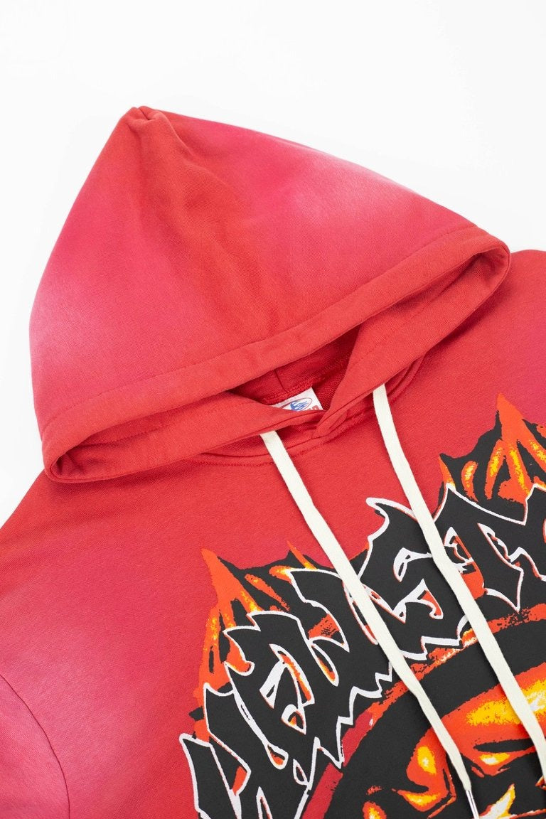 HELLSTAR Flame Skull Burst & Sleeve Text Heavyweight Hoodie
