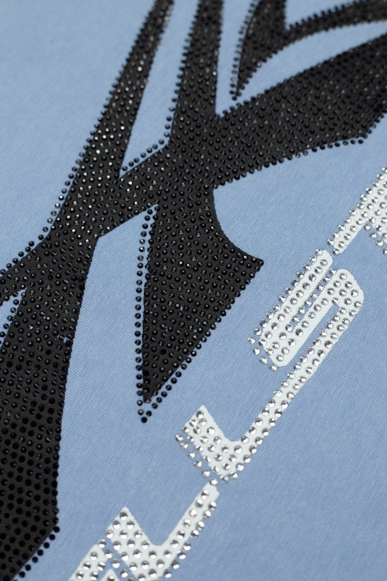 Hellstar Sports Airplane Rhinestone Vintage Wash T-Shirt - Washed Blue