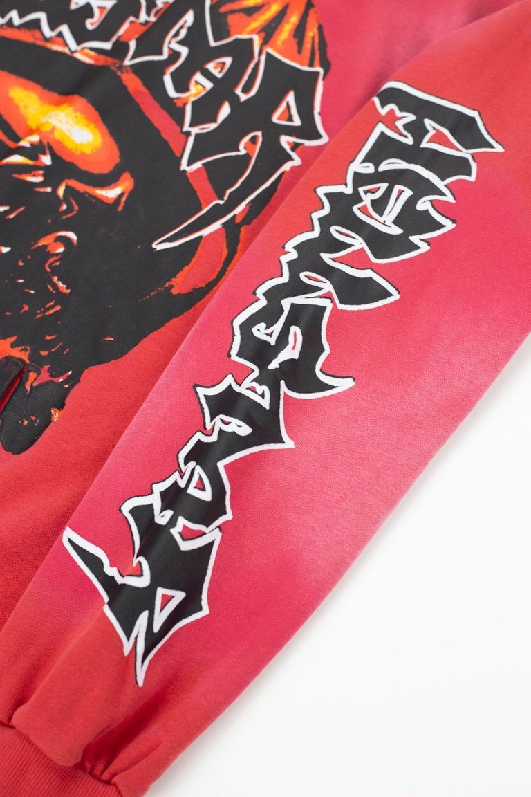 HELLSTAR Flame Skull Burst & Sleeve Text Heavyweight Hoodie